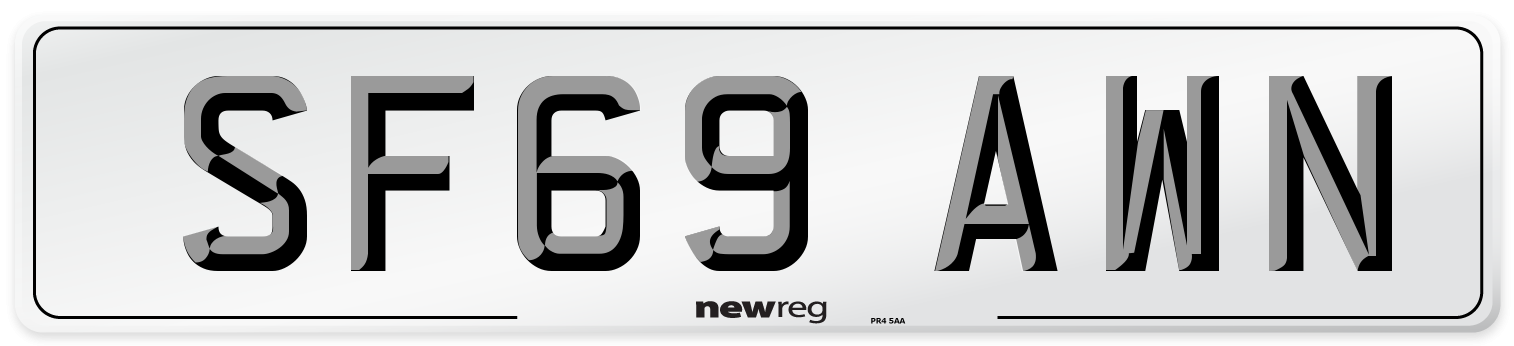 SF69 AWN Number Plate from New Reg